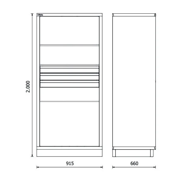 Beta rsc50 2.0 a2/3c armadio in lamiera 2 ante con 3 cassetti 050001413 - dettaglio 4