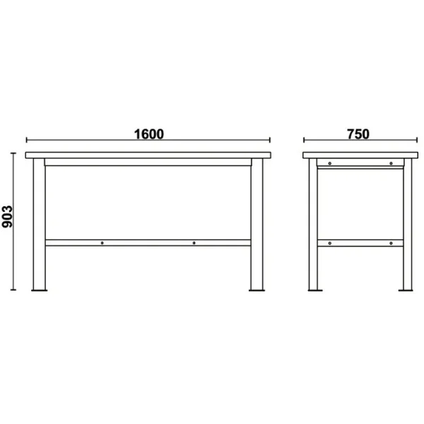 Beta c58bc-w1,6 banco da lavoro con piano in legno 1,6 m - dettaglio 2