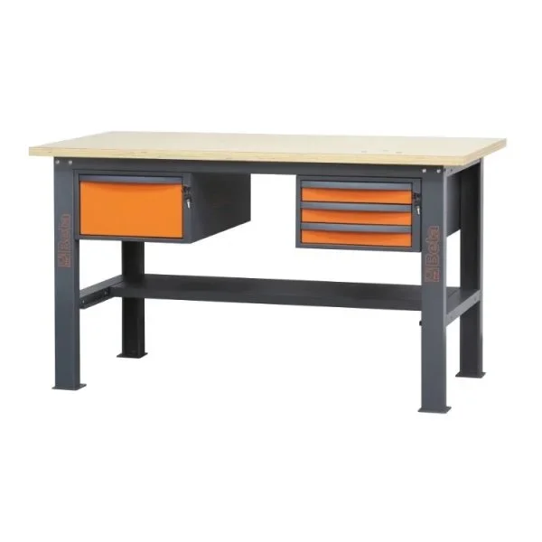 Beta c58bc-w1,6 4c/o banco da lavoro piano 1,6 m in legno e 4 cassetti - dettaglio 1
