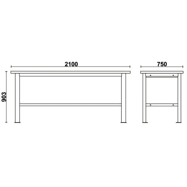 Beta c58bc-w2,1 banco da lavoro con piano in legno 2,1 m - dettaglio 2