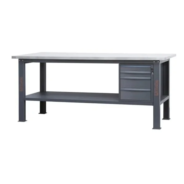 Beta c58bc-x2,1 4c/a banco con piano mdf rivestito inox 2,1 m e 4 cassetti - dettaglio 1