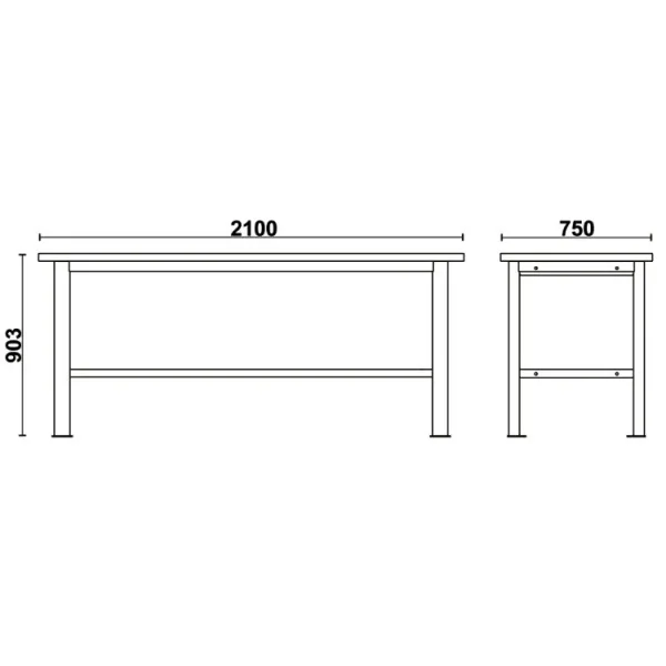 Beta C58BC-X2,1 Banco da lavoro con piano MDF rivestito Inox 2,1 m - 058000626