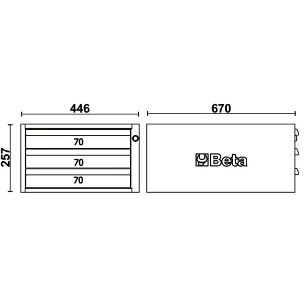 Beta C58CS/A 3C Cassettiera per banchi componibili C58BC con 3 cassetti - 058000676