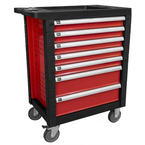 Jbm 43762 cassettiera a 7 cassetti rossa senza utensili per officina - dettaglio 1
