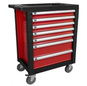 Jbm 43762 cassettiera a 7 cassetti rossa senza utensili per officina - dettaglio 1