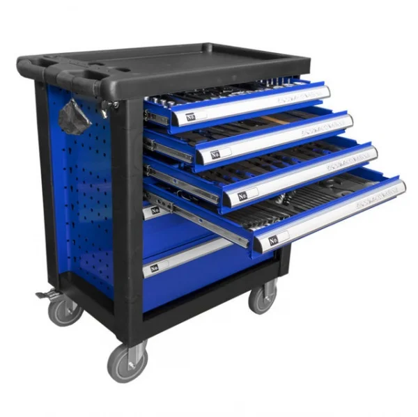 Jbm 53447 cassettiera a 6 cassetti blu per officina con assortimento - dettaglio 1
