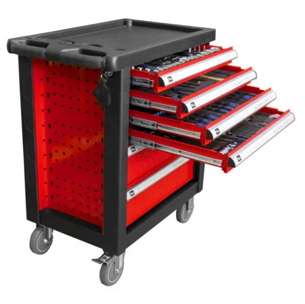 Jbm 53448 cassettiera a 6 cassetti rosso per officina con assortimento - dettaglio 1
