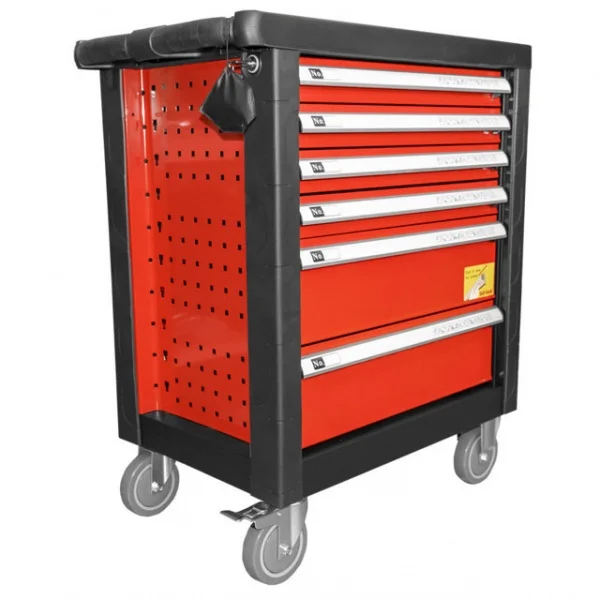 Jbm 53448 cassettiera a 6 cassetti rosso per officina con assortimento - dettaglio 2