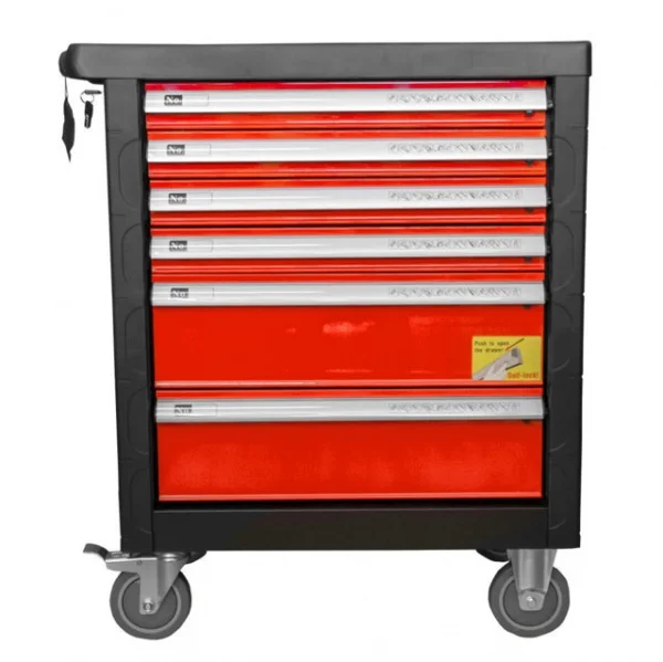 Jbm 53448 cassettiera a 6 cassetti rosso per officina con assortimento - dettaglio 3