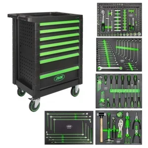 Jbm serie561 cassettiera verde a 7 cassetti con assortimento utensili - dettaglio 1