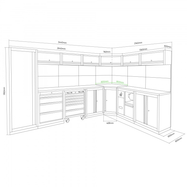 JBM SERIE565 Composizione arredo officina con assortimento completo - SERIE565