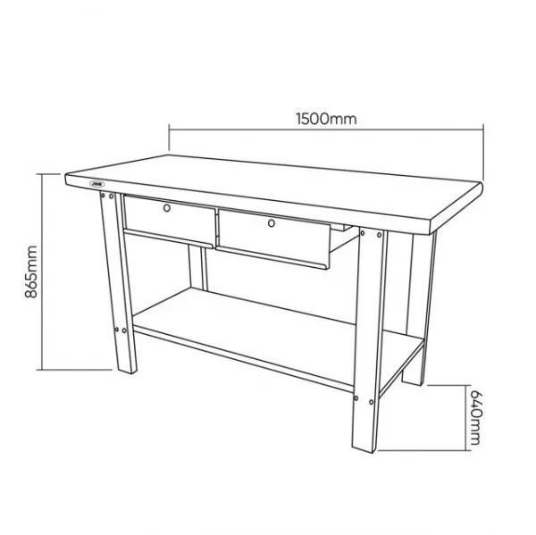 Jbm 51737 banco da lavoro a 2 cassetti - dettaglio 5