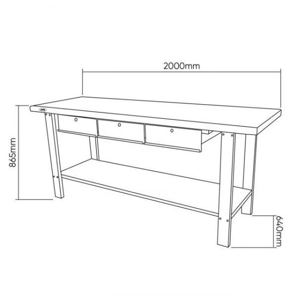 Jbm 51738 banco da lavoro a 3 cassetti - dettaglio 5