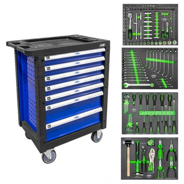 Jbm 53767 cassettiera a 7 cassetti blu con utensili - dettaglio 1