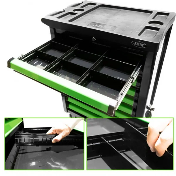 Jbm 53867 cassettiera verde a 9 cassetti con divisori - dettaglio 4