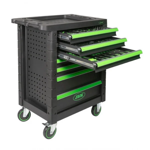 Jbm 53904 cassettiera a 7 cassetti verde con utensili - dettaglio 2