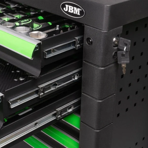 Jbm 53904 cassettiera a 7 cassetti verde con utensili - dettaglio 3