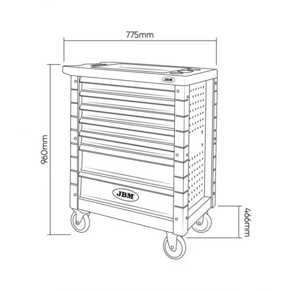 Jbm 54502 cassettiera grigia 7 cassetti speciale kit di messa in fase - dettaglio 7