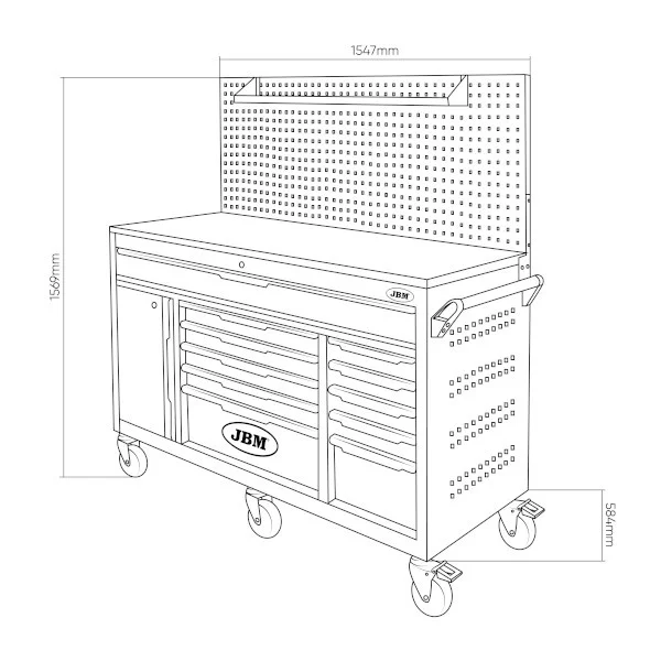 Jbm 54510 cassettiera mobile portautensili 11 cassetti e vano - dettaglio 7