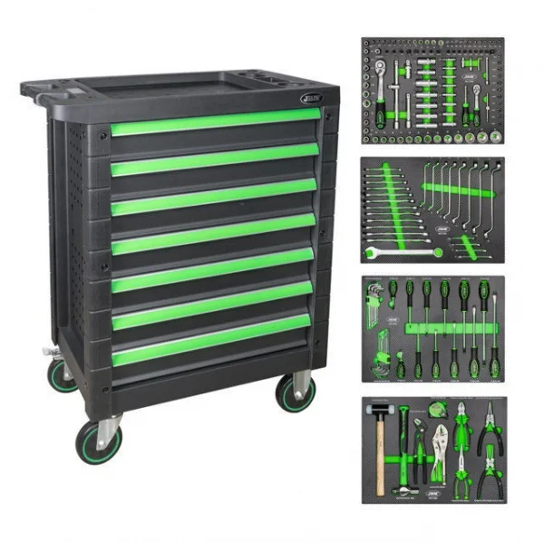 Jbm 54553 cassettiera utensili 7 cassetti uguali verde - dettaglio 1