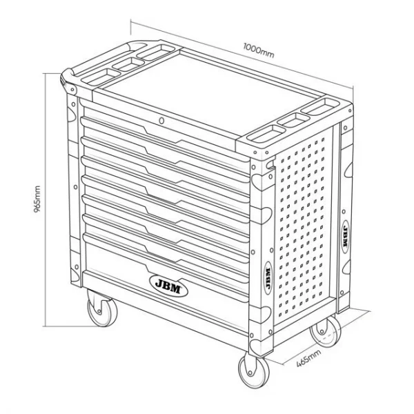 Jbm 54688 cassettiera attrezzi xl a 8 cassetti con 468 pz. - dettaglio 7