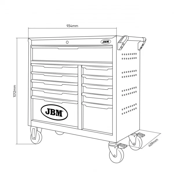 Jbm 54725 cassettiera mobile 11 cassetti con utensili - dettaglio 2