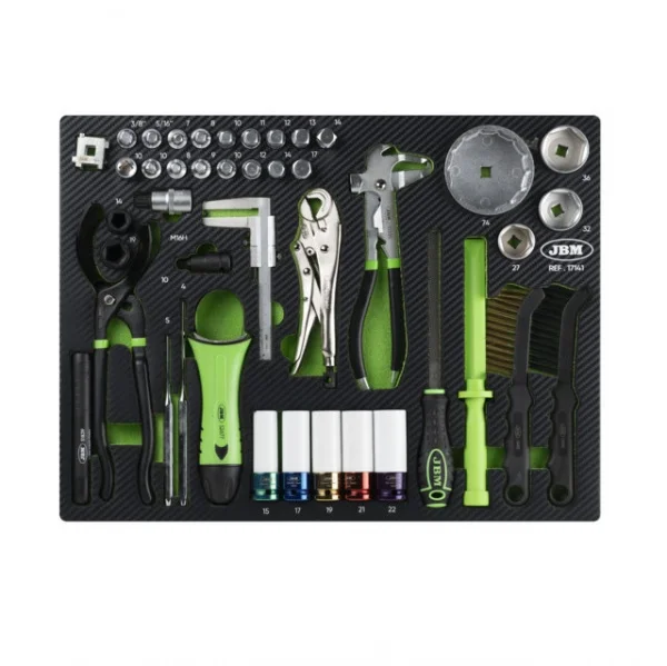 Jbm 17141 termoformato morbido con utensili per veicoli 43 pz. - dettaglio 1