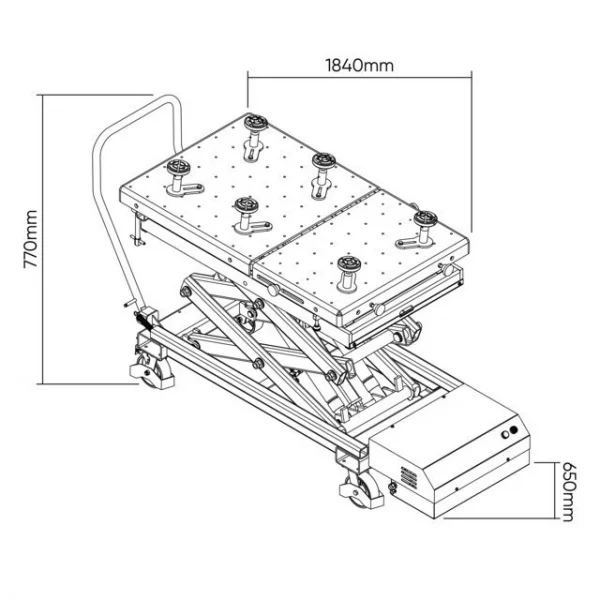 Jbm 54386 tavolo idraulico per batterie veicoli 1200 kg con staffa - dettaglio 5