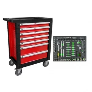 Jbm serie468r cassettiera rossa a 7 cassetti con termoformato 108 pz. - dettaglio 1