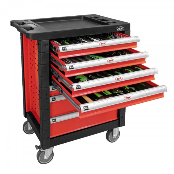 JBM SERIE468R Cassettiera rossa a 7 cassetti con termoformato 108 Pz. - SERIE468R