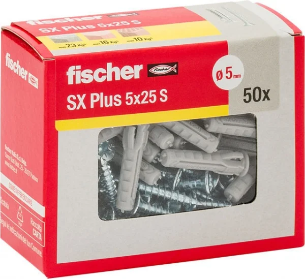 Fischer sx plus s hobby tassello in nylon con vite in confezione - dettaglio 2
