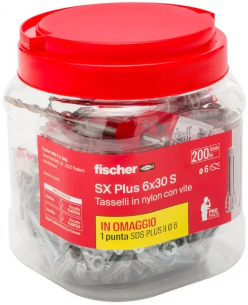 Fischer sx plus s propack barattolo di tasselli con viti e punta sds-plus - dettaglio 3