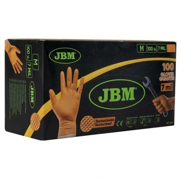 Jbm guanti arancioni in nitrile 7 mil diamantati da 100 pz. 53551 - dettaglio 2