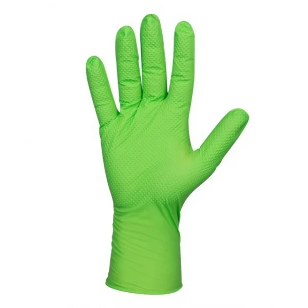Jbm guanti verdi monouso in nitrile 7 mil struttura a diamante da 100 pz. 54369 - dettaglio 1
