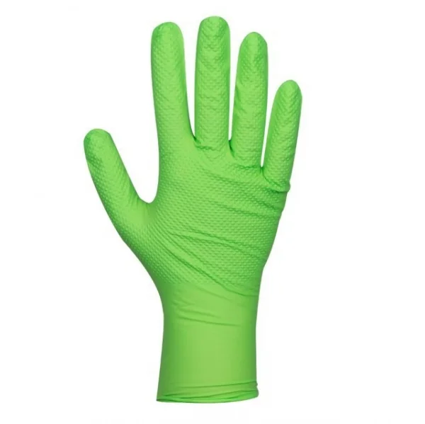 Jbm guanti verdi monouso in nitrile 7 mil struttura a diamante da 100 pz. 54369 - dettaglio 2