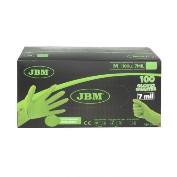 Jbm guanti verdi monouso in nitrile 7 mil struttura a diamante da 100 pz. 54369 - dettaglio 4