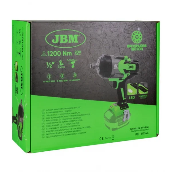 Jbm 60044 avvitatore a impulsi 20 v brushless 1200 nm senza batterie 60044 8435034600445 - dettaglio 5