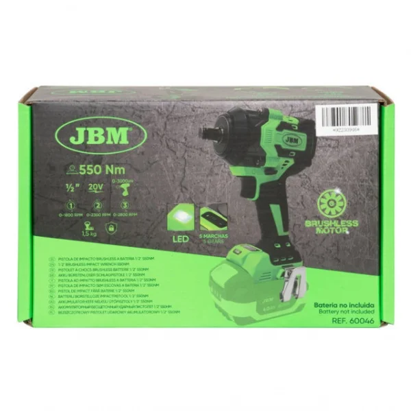 Jbm 60046 avvitatore a impulsi 20 v brushless 800 nm senza batterie 60046 8435034600469 - dettaglio 5