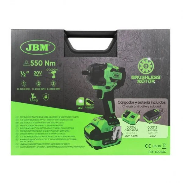 Jbm 60046c avvitatore a impulsi 20 v brushless 800 nm a batteria 60046c 8435034599596 - dettaglio 5