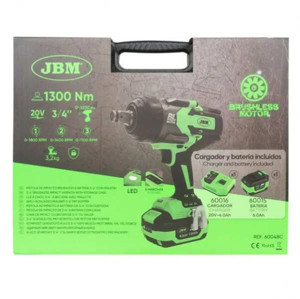 Jbm 60048c avvitatore a impulsi 20 v brushless 1000 nm a batteria 60048c 8435034599589 - dettaglio 5