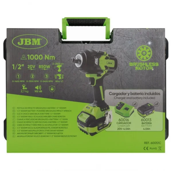 Jbm 60051c avvitatore a impulsi 20 v brushless 850 nm a batteria 60051c 8435034599572 - dettaglio 5