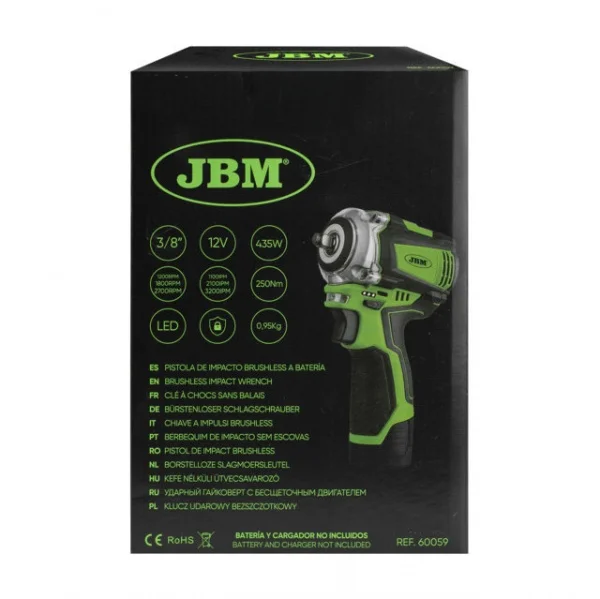 Jbm 60059 avvitatore a impulsi 12 v brushless 250 nm senza batterie 60059 8435034600599 - dettaglio 6