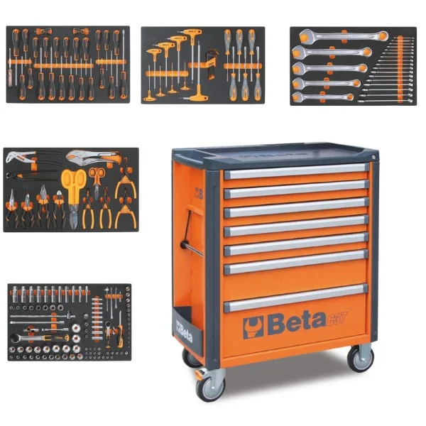 Beta 3700-o7/5m cassettiera mobile 7 cassetti con assortimento 181 pz. 037000371 - dettaglio 1