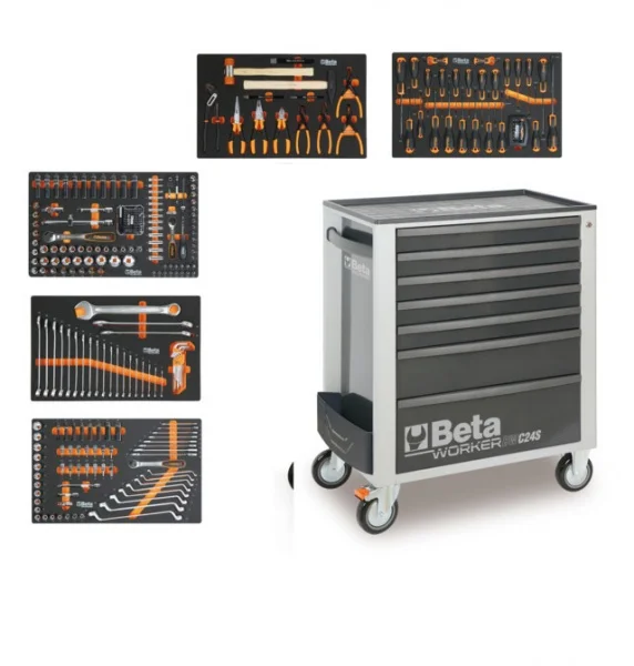 Beta bw 2400s 7/e-m cassettiera mobile con assortimento in termoformati 309 pz. 024006324 - dettaglio 2