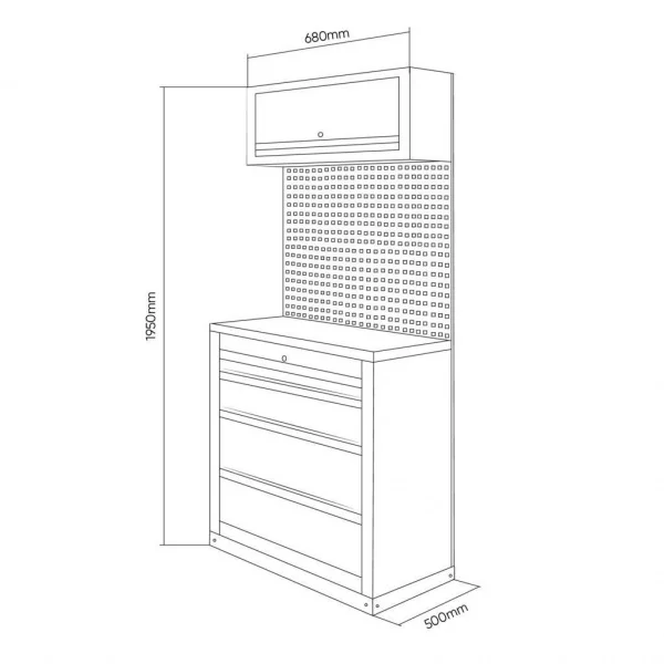 Jbm serie526 composizione arredo officina con armadio a 4 cassetti - dettaglio 2