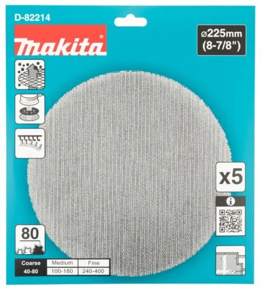 Makita Abrasivo circolare con supporto a rete 225 mm per levigatrice 5 Pz.