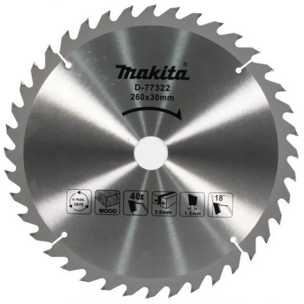 Makita d-77322 lama circolare tct per troncatrice 260x30 mm per legno - dettaglio 1