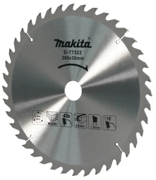 Makita d-77322 lama circolare tct per troncatrice 260x30 mm per legno - dettaglio 2
