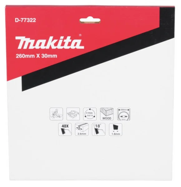 Makita d-77322 lama circolare tct per troncatrice 260x30 mm per legno - dettaglio 3
