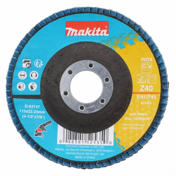 Makita disco lamellare angolato 115 mm in ossido di zinco per metallo - dettaglio 1